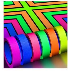 Neon Gaffer Cloth Tape Set UV Blacklight Fluorescent 6 Colors 0.6in x 16.5ft